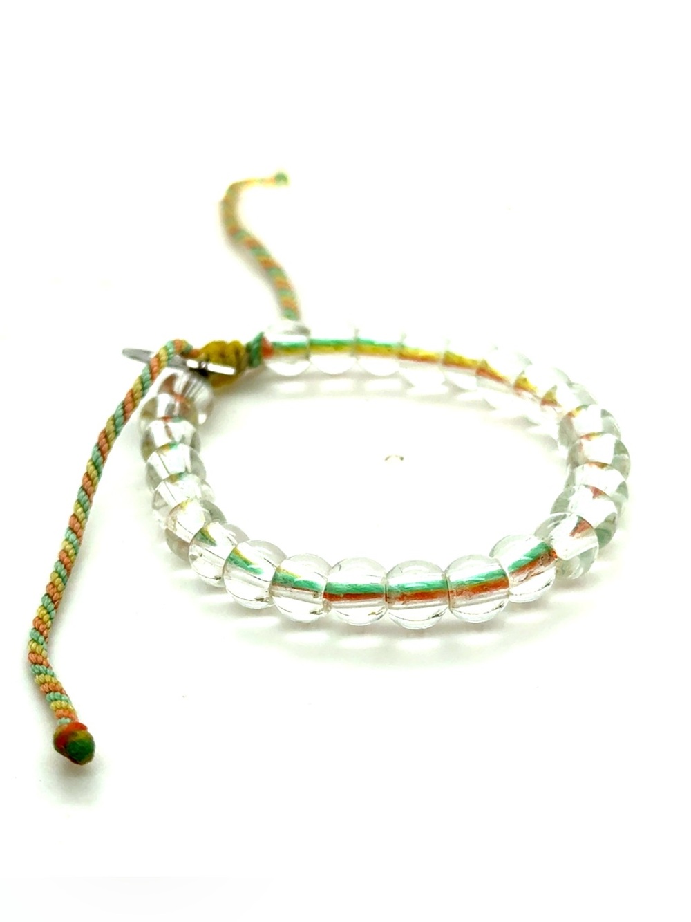 4Ocean‎ Clear Glass Bead Bracelet on Multicolor Braided Cord